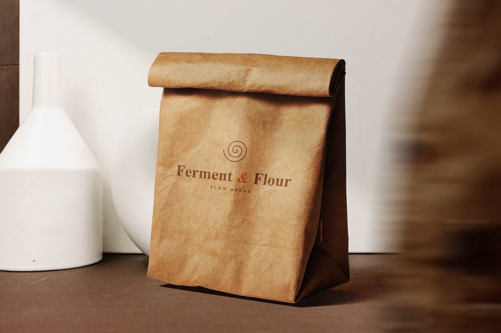 Ferment & Flour kraft paper bag
