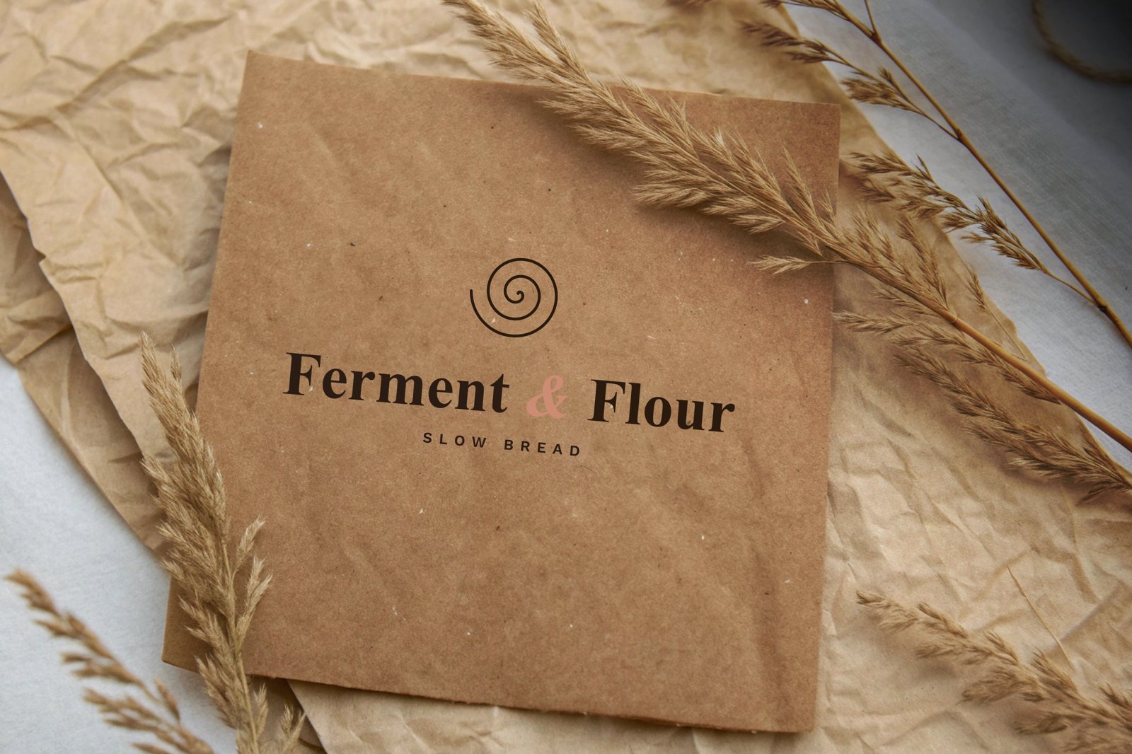 The Ferment & Flour mark printed on kraft paper